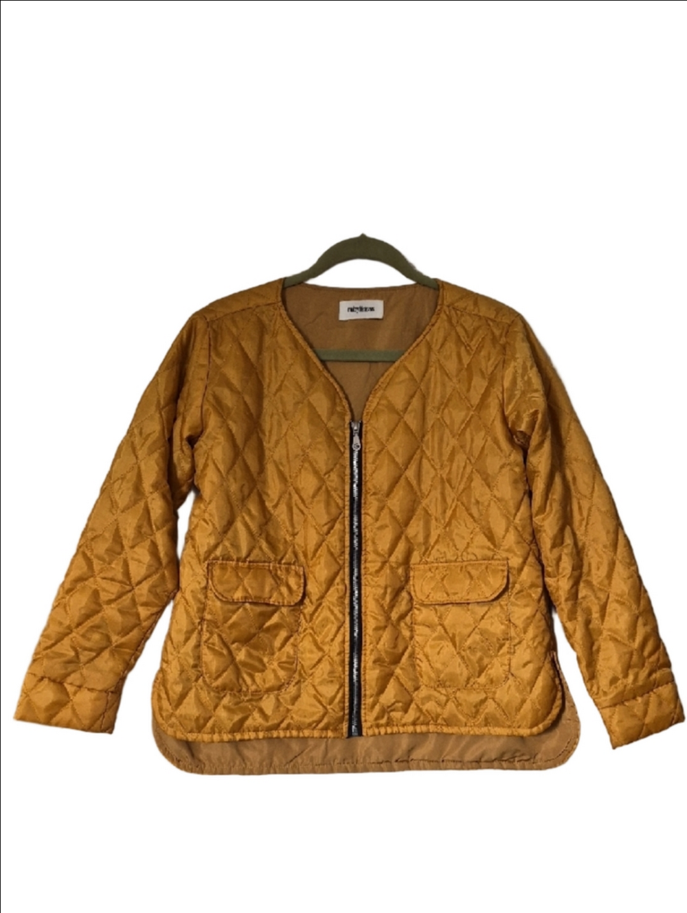 Quilted Mustard Yellow Light Quilted Zip-Up Jacket Coat With Pockets Med/large - Picture 1 of 10